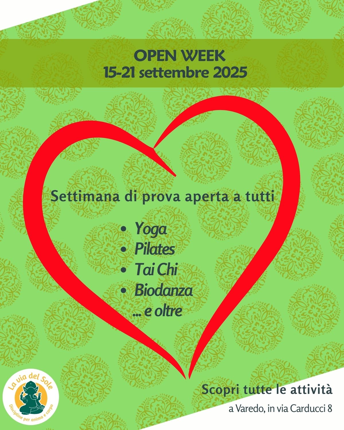 Open Week dal 15 al 21 settembre 2025