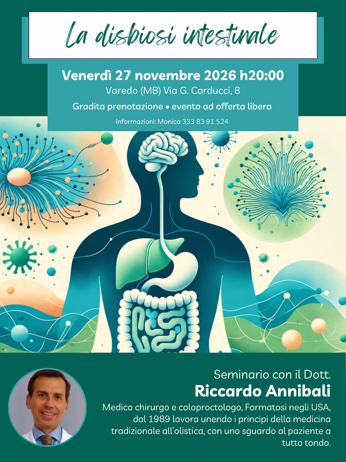 La Disbiosi Intestinale: venerdì 27 novembre 2026